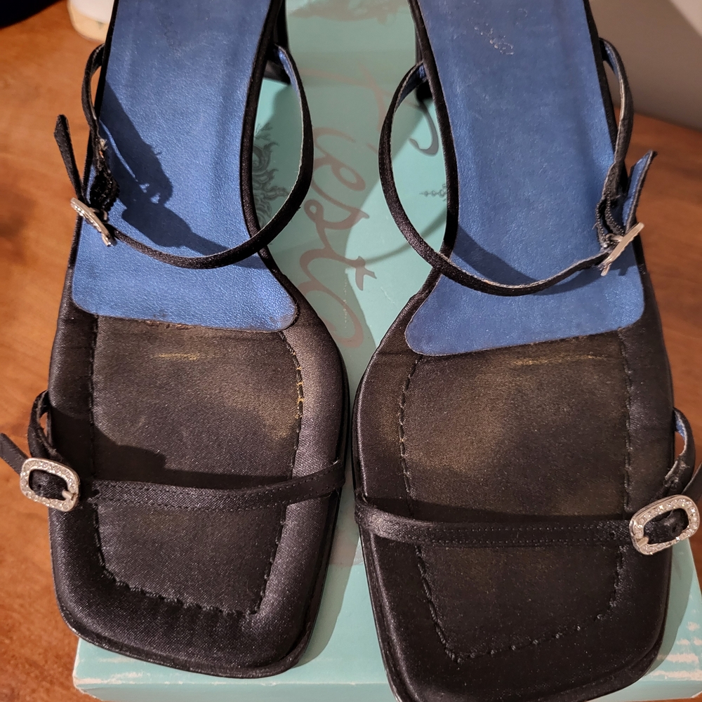 Black Satin evening Sandals